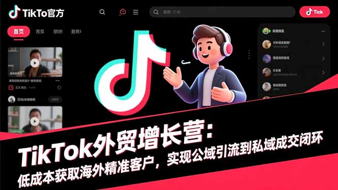 TikTok外贸增长营：低成本获取海外精准客户，实现公域引流到私域成交闭环-牵机网