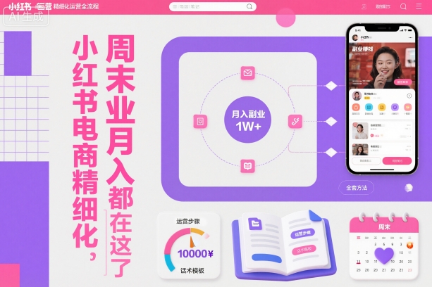 小红书电商精细化运营全流程，周末副业月入1W+，全套方法都在这了-牵机网