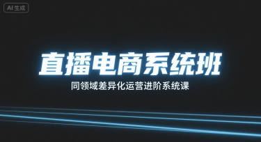 直播电商系统班，同领域差异化运营进阶系统课-牵机网
