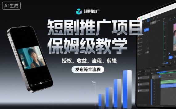短剧推广项目保姆级教学，授权、收益、流程、剪辑，发布等全流程-牵机网