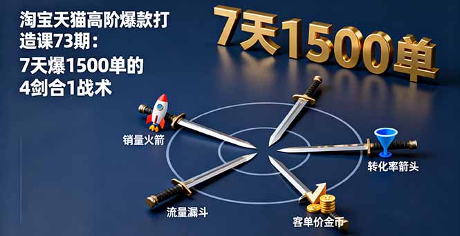 淘宝天猫高阶爆款打造课73期：7天爆1500单的4剑合1战术-牵机网