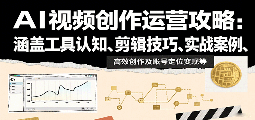 AI视频创作运营攻略：涵盖工具认知、剪辑技巧、实战案例、高效创作及账号定位变现等-牵机网