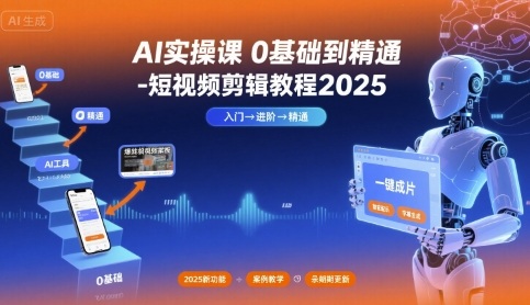 AI实操课0基础到精通-短视频剪辑教程2025-牵机网