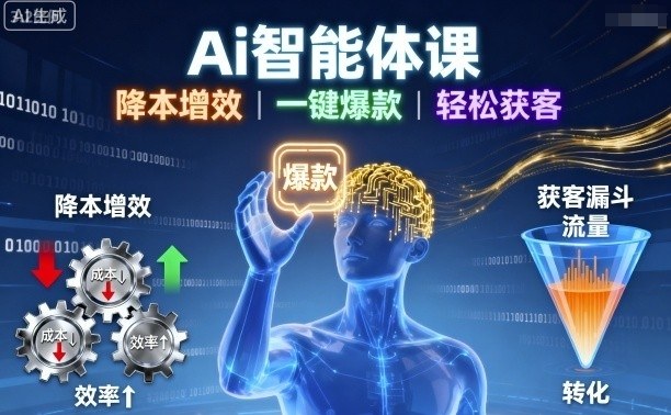 Ai智能体课，降本增效，一键爆款，轻松获客-牵机网