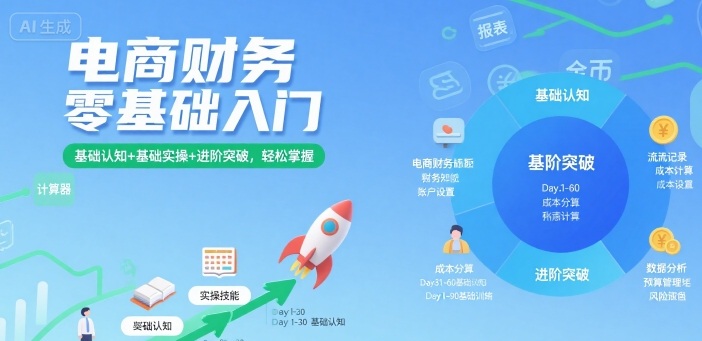 电商财务零基础入门，基础认知+基础实操+进阶突破，轻松掌握-牵机网