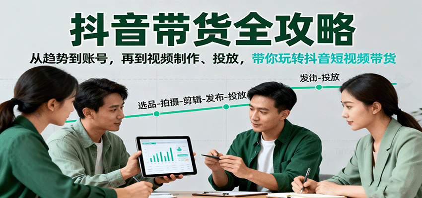 抖音带货全攻略：从趋势到账号，再到视频制作、投放，带你玩转抖音短视频带货-牵机网