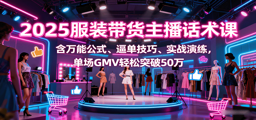 2025服装带货主播话术课，含万能公式、逼单技巧、实战演练，单场GMV轻松突破50万-牵机网