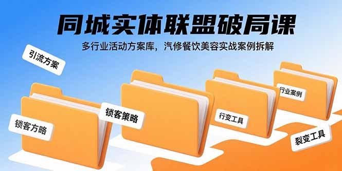 同城实体联盟破局课，多行业活动方案库，汽修餐饮美容实战案例拆解-牵机网