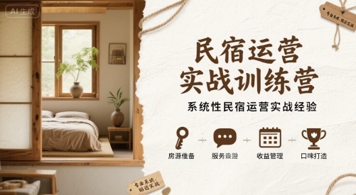 民宿运营实战训练营，系统性民宿运营实战经验-牵机网