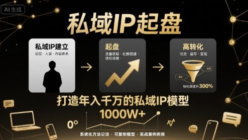 私域IP起盘，私域ip建立、起盘、高转化，打造年入千万的私域ip模型-牵机网