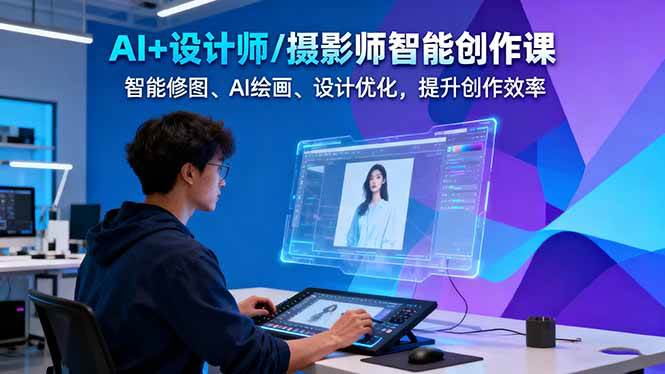 AI+设计师/摄影师智能创作课:智能修图、AI绘画、设计优化,提升创作效率-牵机网