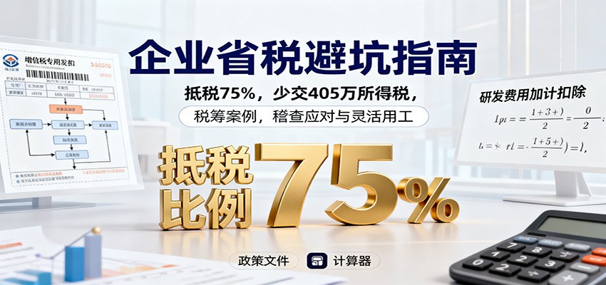 企业省税避坑指南:抵税75%,少交405万所得税,税筹案例,稽查应对与灵活用工-牵机网
