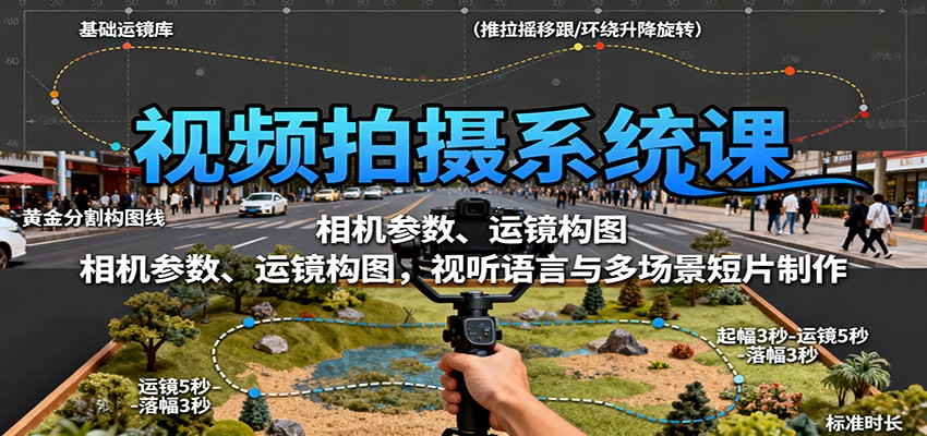 视频拍摄系统课：相机参数、运镜构图，视听语言与多场景短片制作-牵机网