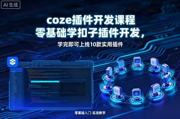 coze插件开发课程，零基础学扣子插件开发，学完即可上线10款实用插件-牵机网