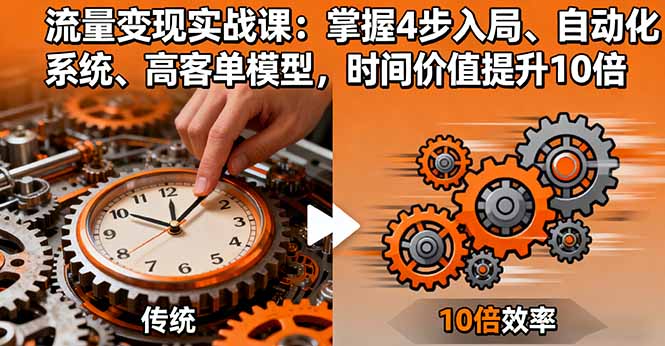 流量变现实战课：掌握4步入局、自动化系统、高客单模型，时间价值提升10倍-牵机网