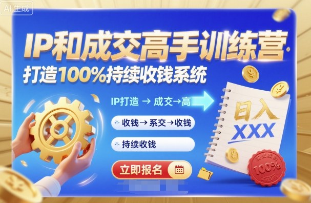 带你成为IP和成交高手的训练营，打造100%持续收钱系统-牵机网