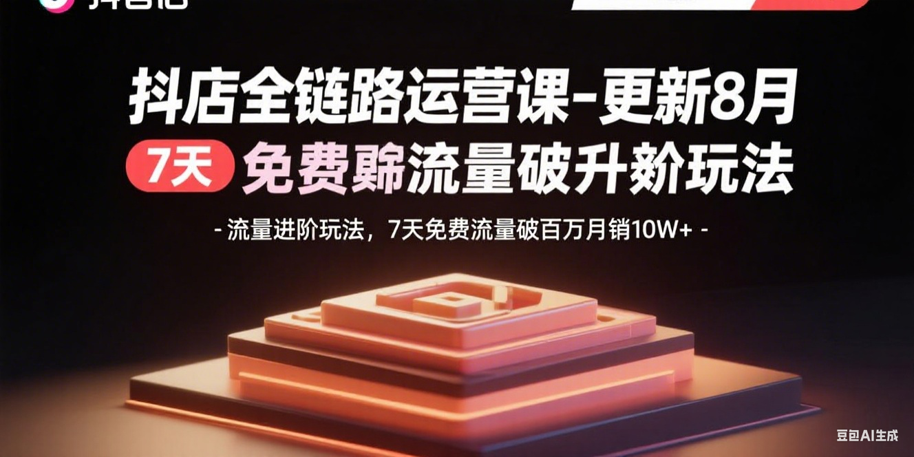 抖店全链路运营课-更新8月：流量进阶玩法，7天免费流量破百万月销10W+-牵机网