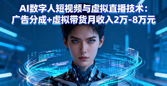AI数字人短视频与虚拟直播技术：广告分成+虚拟带货月收入2万-8万元-牵机网