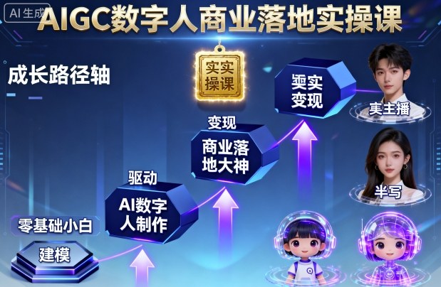 AIGC数字人商业落地实操课，从零基础小白到AI数字人大神-牵机网