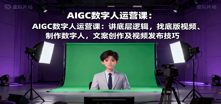 AIGC数字人运营课：讲底层逻辑，找底版视频、制作数字人，文案创作及视频发布技巧-牵机网