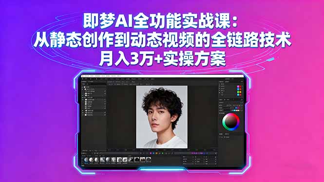 即梦AI全功能实战课：从静态创作到动态视频的全链路技术 月入3万+实操方案-牵机网