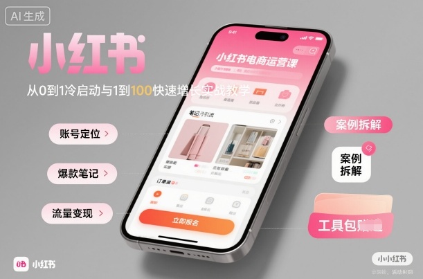 小红书电商运营课：从0到1冷启动与1到100快速增长实战教学-牵机网