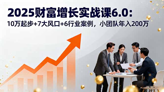 2025财富增长实战课6.0：10万起步+7大风口+6行业案例，小团队年入200万-牵机网