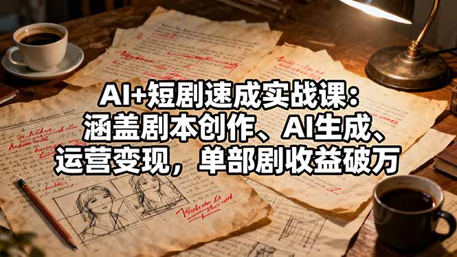 AI+短剧速成实战课：涵盖剧本创作、AI生成、运营变现，单部剧收益破万-牵机网