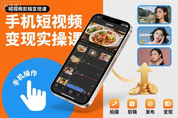 手机短视频变现实操课，短视频剪辑变现课-牵机网