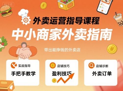 外卖运营指导课程，中小商家外卖指南，手把手带出能挣钱的外卖店-牵机网