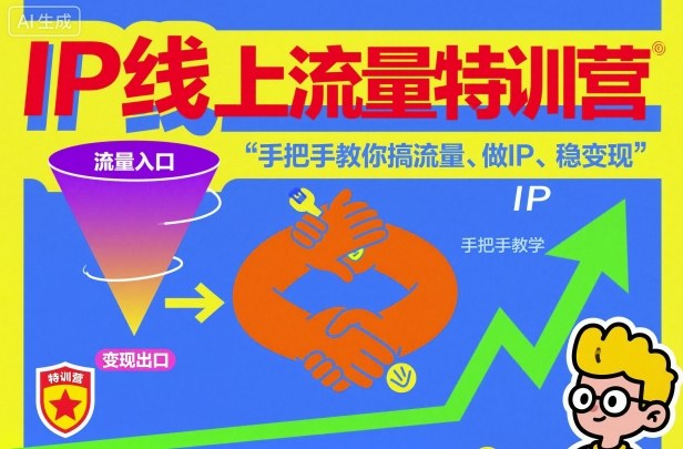 IP线上流量特训营，手把手教你搞流量、做IP、稳变现-牵机网