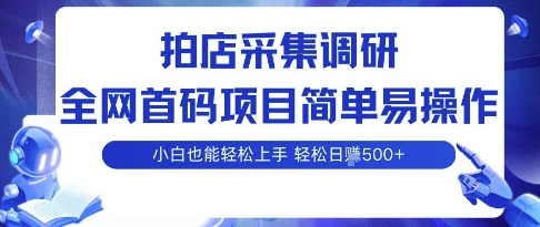 拍店采集调研，全网首码项目，简单易操作， 小白也能轻松上手，多账号操作，轻松日入5张【揭秘】-牵机网