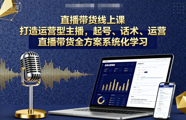 直播带货线上课，打造运营型主播，起号、话术、运营，直播带货全方案系统化学习-牵机网