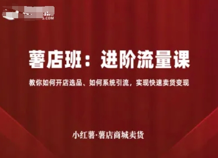 小红薯薯店商城卖货，进阶流量课，教你如何开店选品、如何系统引流，实现快速卖货变现-牵机网