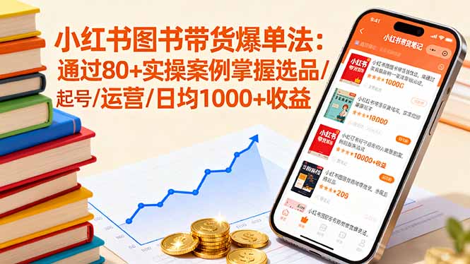 小红书图书带货爆单法：通过80+实操案例掌握选品/起号/运营/日均1000+收益-牵机网