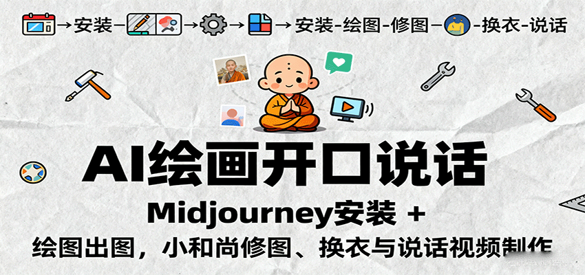 AI绘画开口说话，Midjourney安装 + 绘图出图，小和尚修图、换衣与说话视频制作-牵机网