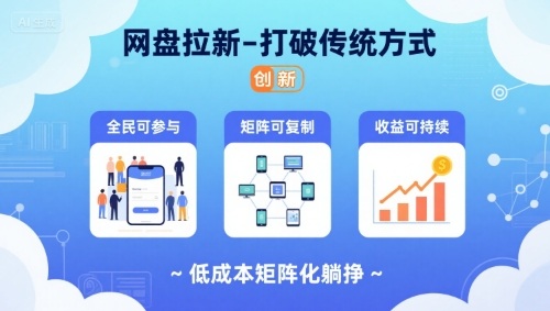 网盘拉新-打破传统方式，低成本矩阵化躺挣，全民可参与、矩阵可复制、收益可持续【揭秘】-牵机网