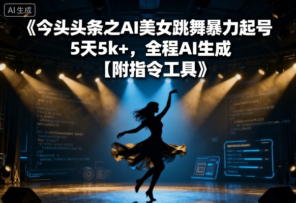 今日头条之AI美女跳舞暴力起号，5天1k+，全程AI生成【附指令工具】-牵机网