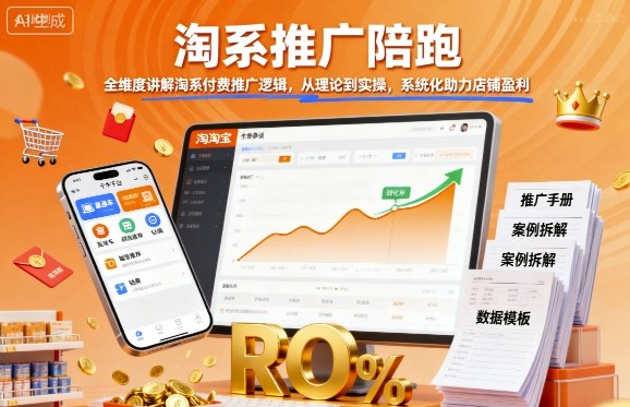 淘系推广陪跑，全维度讲解淘系付费推广逻辑，从理论到实操，系统化助力店铺盈利-牵机网