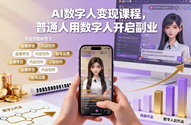 AI数字人变现课程，普通人用数字人开启副业-牵机网