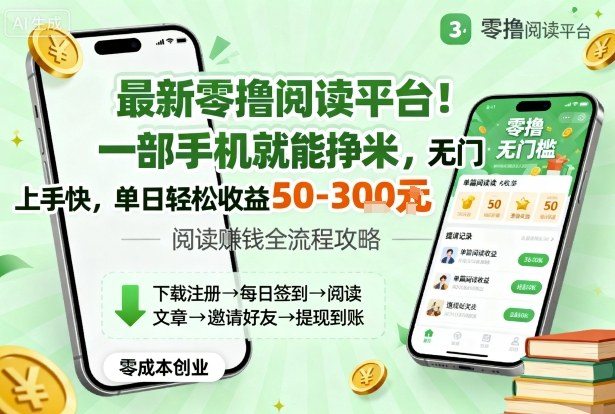 最新零撸阅读平台！一部手机就能挣米，无门槛上手快，单日轻松收益50-3张【揭秘】-牵机网
