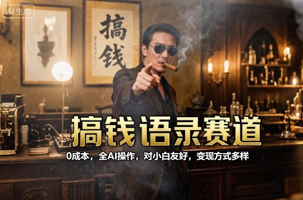 搞钱语录赛道，0成本，全AI操作，对小白友好，变现方式多样-牵机网