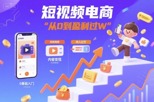 短视频电商：短视频变现从0到盈利过W-牵机网