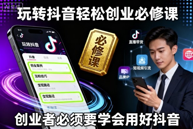 玩转抖音轻松创业必修课，创业者必须要学会用好抖音-牵机网