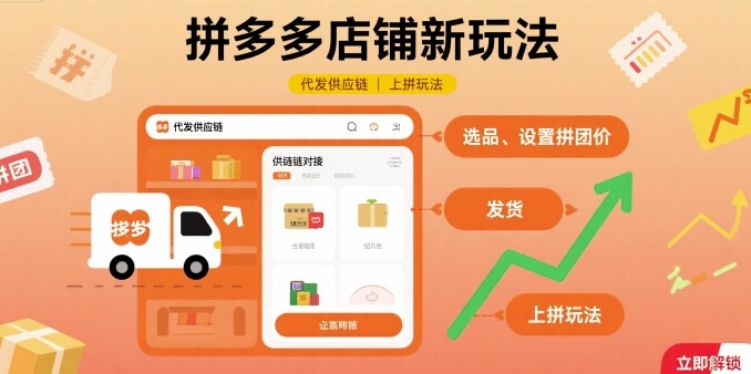 拼多多店铺新玩法，代发供应链上拼玩法-牵机网
