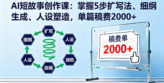 AI短故事创作课：掌握5步扩写法、细纲生成、人设塑造，单篇稿费2000+-牵机网