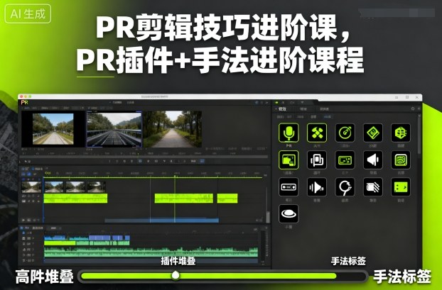 PR剪辑技巧进阶课，PR插件+手法进阶课程-牵机网