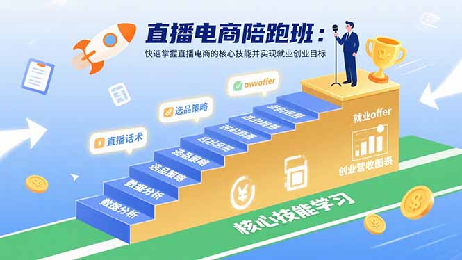 直播电商陪跑班：快速掌握直播电商的核心技能并实现就业/创业目标-牵机网