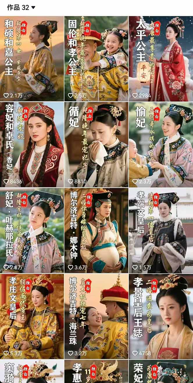 历史女性人物创作课：独白文案+AI克隆+蒙版剪辑，3个月涨粉22w+副业月入3w-牵机网