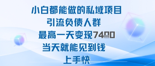 2025年小白都能做的私域项目引流负债人群最高一天变现1k+高变现难度低当天就能见到钱上手快-牵机网